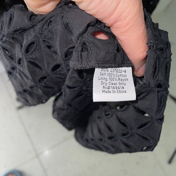 Johnny Was Midi Dress Size Medium Black Misty Pure Cotton Eyelet Square Neck - Picture 5 of 10